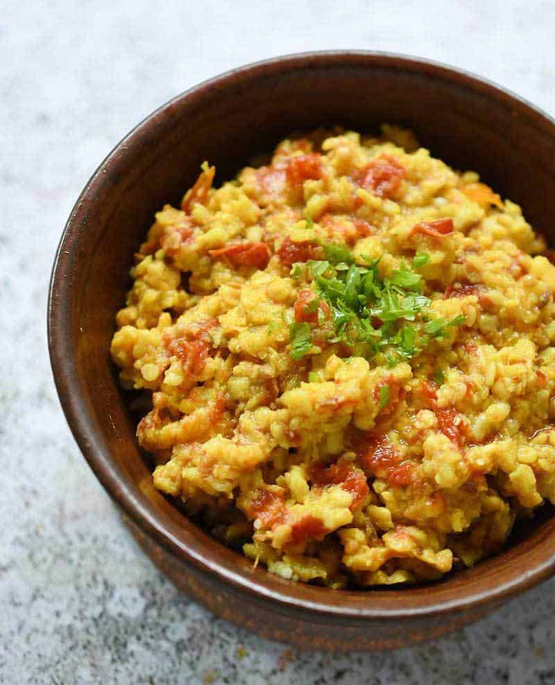 Instant Pot Yellow Split Peas With Tomatoes Tarka Dal Plant Based Instant Pot