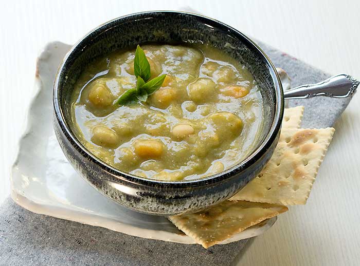 Vegan Instant Pot Split Pea Soup with Sweet Potatoes and Navy Beans