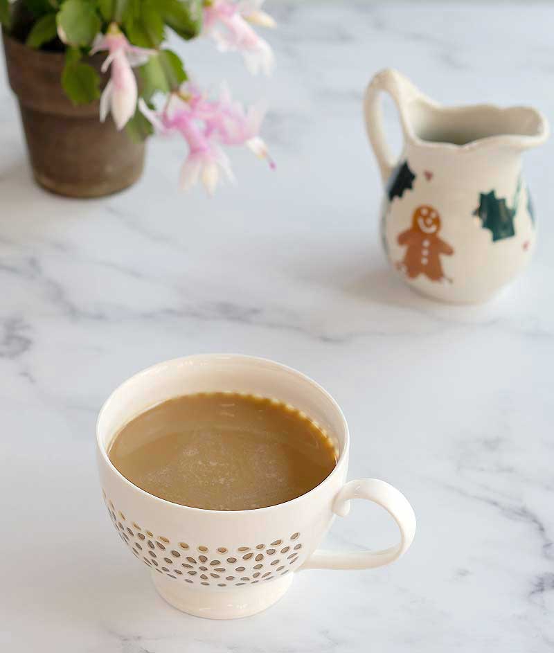 Looking for a few good winter flavors to spice up your coffee, tea, or pancakes? My Instant Pot Gingerbread Syrup is for you! The recipe infuses all the flavors of gingerbread into maple syrup, so there's no processed sugar. It's also great in warmed nondairy milk as a hot chocolate alternative.