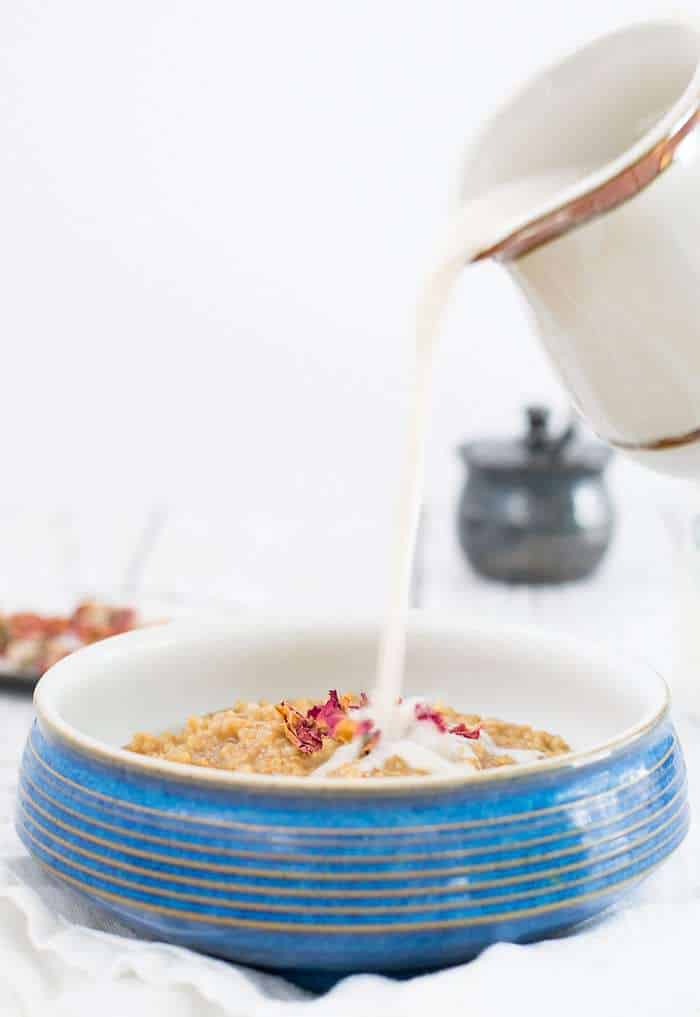 Instant Pot Steel Cut Oats Cooked with Earl Grey Tea