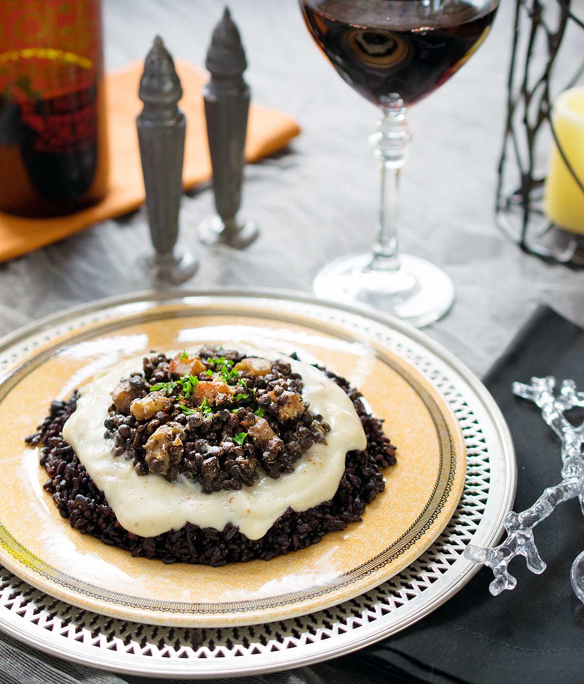 Instant Pot Black Lentils and Forbidden Rice with Cauliflower and Butternut Squash